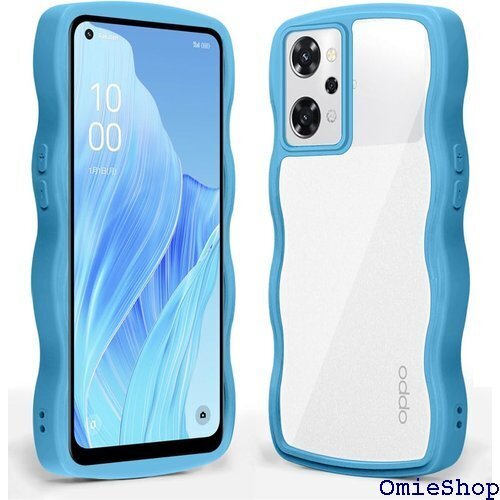 OPPO Reno9 A ケース/OPPO Reno7 ンズ保護 おしゃれ 落下防止 ワイヤレス充電対応 ブルー 2463
