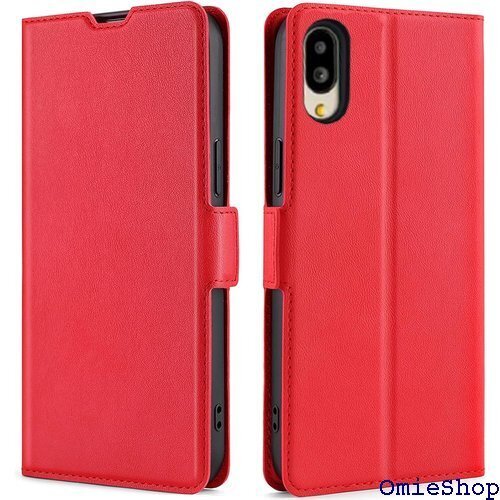 シンプルスマホ6 / シンプルスマホ7 ケース 手帳型 薄い カード収納 耐衝撃 スタンド 軽いケース レッド 1101