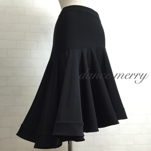 ★送料無料★【MERRY】新品 社交ダンス スカート 8593 黒 レッスン ラテン チャチャチャ ジャイブ サンバ ルンバ タンゴ 衣装