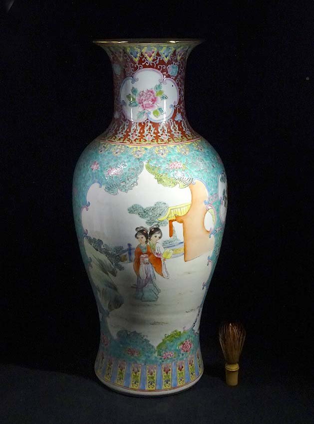 中国古玩 人物文花瓶 高さ45.5cm