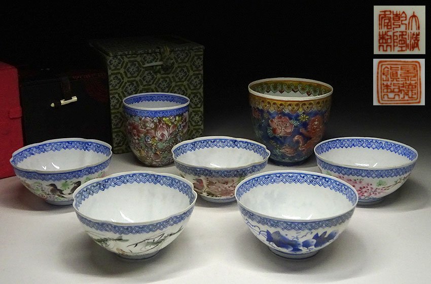 中国景徳鎮 薄胎鉢 2客 共箱 直径16.2㎝ トヒチサ 東な7-0610