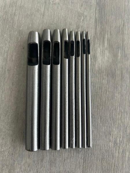 レザークラフト 穴開け 工具 ハトメ抜き 穴あけポンチ 8本セット