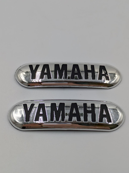 ヤマハ タンクエンブレム 2枚セット シルバー 検/ XJ400 XJ400D XJ550 RZ250 RZ350 SR400 旧車 貴重 カスタム マーシャル シビエ CIBIE