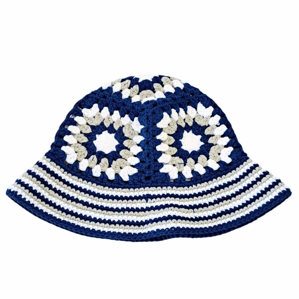 美品 NEW ERA ニューエラ クロシェ ニット バケット ハット ネイビー ブルー チューリップハット NEWERA HAT 帽子 taka着