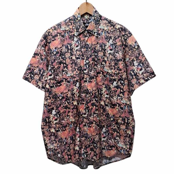 美品 80s VINTAGE ビンテージ アメリカ製 OLD STUSSY オールド ステューシー 宗教柄 半袖 シャツ S/S SHIRTS 黒タグ RELIGION 初期 総柄