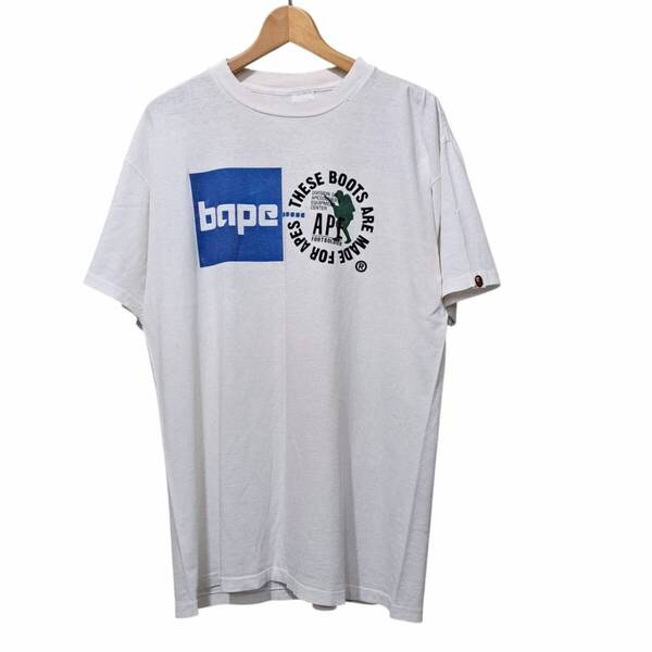 90s ビンテージ 初期 A BATHING APE FOOT SOLDIER オールド エイプ anvil ボックスロゴ フット ソルジャー Tシャツ L 白 アーカイブ