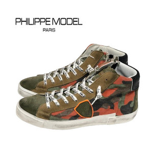 ○★新品未使用 PHILIPPE MODEL (フィリップモデル) USED加工 PRHU CF16 カモフラ カーキ系 26cm★○