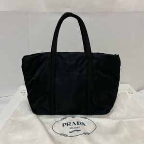 PRADA プラダ テスート ナイロン ミニ トートバッグ ロゴ刺繍 ブラック 中古