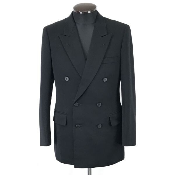 80s-90s/Vintage★ラグラックス/Raglux★ダブルボタンジャケット/春夏スーツ【メンズS-M/88YA4/黒/black】背抜き裏地/Jaket/Jumper◆TBH876