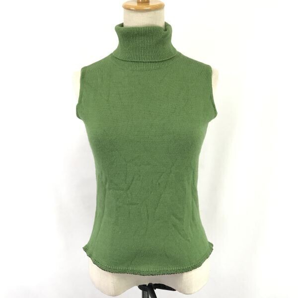 ミッシェルクラン/MK KLEIN★タートルネック/ノースリーブセーター【レディース38/M/抹茶】裾キラキラ/Tops/Shirts◆BH974