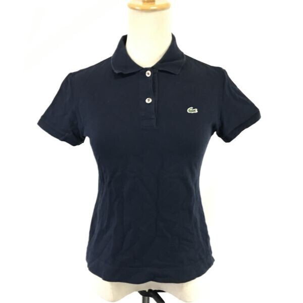日本製★ラコステ/LACOSTE★半袖ポロシャツ【レディース38/M/紺/navy blue】Tops/Shirts◆BH974