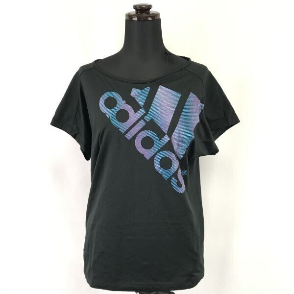 アディダス/adidas★フレンチスリーブ/半袖Tシャツ【レディースS/黒/black/ロゴプリント】CLIMA LITE/Tops/Shirts◆BH962