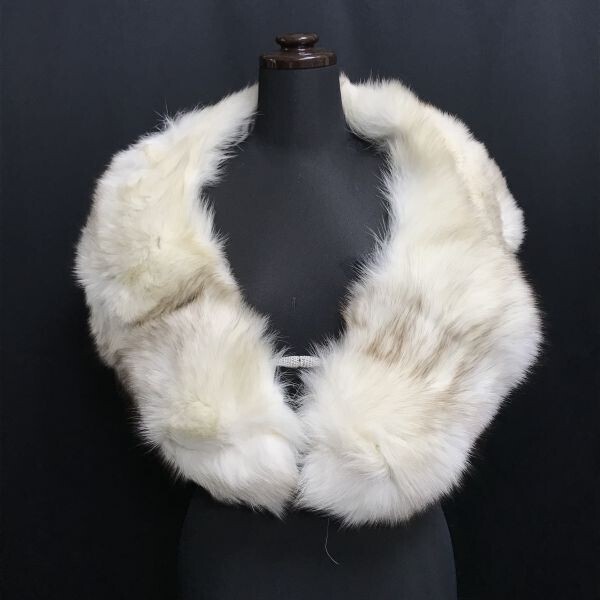 SAGA FOX/サガフォックス/毛皮/ファーティペット/マフラー【幅10-15cm/全長114cm/白系/white】成人式/着物/和装/ショール/tippet◆pCM92