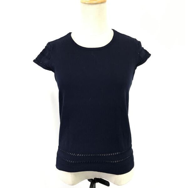 三陽商会/美品★エポカ/EPOCA★フレンチスリーブ/カットソー【40/レディースL/紺/navy blue】半袖Tシャツ/ノースリーブTops/Shirts◆pBH823