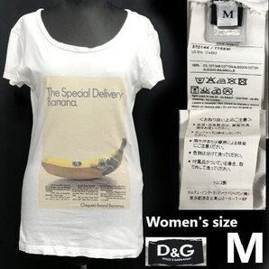日本正規代理店タグ★D&G /DOLCE&GABBANA★バナナプリント/半袖Tシャツ【レディースM/白/white】ジャパン/Tops/Shirts◆pBH754
