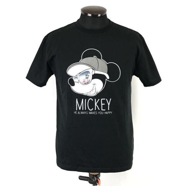 美品★ディズニー/Disney★半袖Tシャツ【メンズM/黒/black】ミッキーマウス/ラウンドネック/Tops/Shirts/Japan Exclusive◆BH953