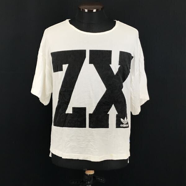 adidas/アディダス★トレフォイルタグ/ZXビッグロゴ★半袖Tシャツ/カットソー【メンズS/白/ホワイト】◆BG440