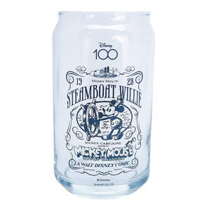 サンアート ウォルト ディズニー カンパニー 創立100周年 D100 缶型 グラス ミッキーマウス 蒸気船ウィリー コミック柄 約360ml SAN4182