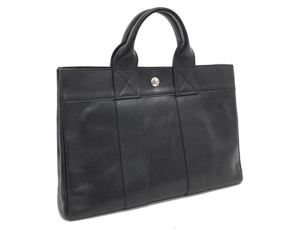 KD2574-641015◆超美品【エルメス】フールトゥ・トートPM・ハンドバッグ◆□E刻印・オールレザー・トートバッグ・ビジネス・ブラック