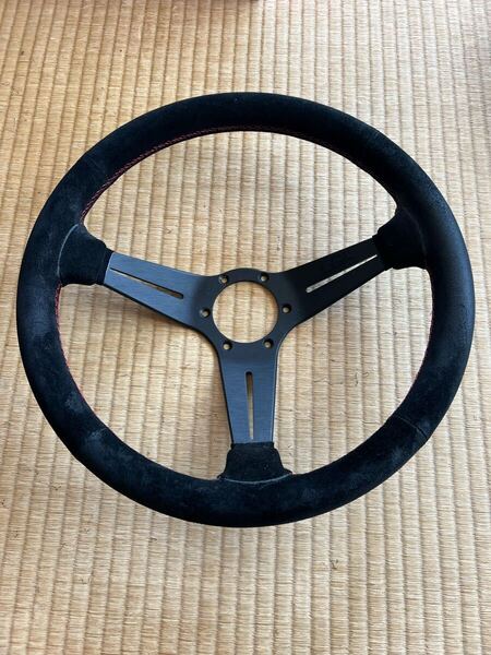 ナルディ タイプラリー 35パイ 正規品 バックスキン スエード FET レザーステアリング ディープコーン 赤ステッチ nardi