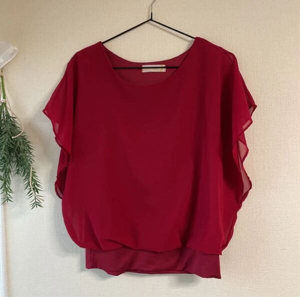 赤 QiaoQiao シフォンブラウス M