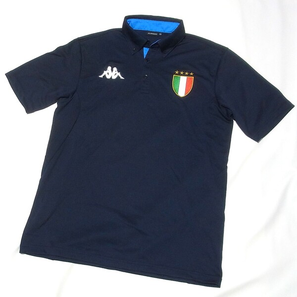 Kappa GOLF 美品 カッパ ゴルフ ボタンダウン ポロシャツ 2XO/3XL◎ダークネイビー イタリア デザイン 半袖シャツ 送料無料