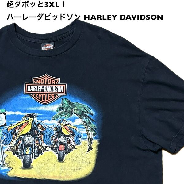 超ダボッと3XLサイズ!ハーレーダビッドソン 古着半袖Tシャツ 両面プリント黒 ニカラグア製 ハーレーダビッドソン HARLEY DAVIDSON Tシャツ