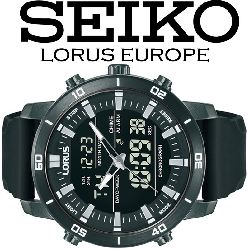 セイコーLORUSハイブリッド腕時計メンズ全身黒塗100m防水 日本未発売 新品 セイコーLORUSハイブリッド腕時計メンズ全身黒塗100m防水 日本未