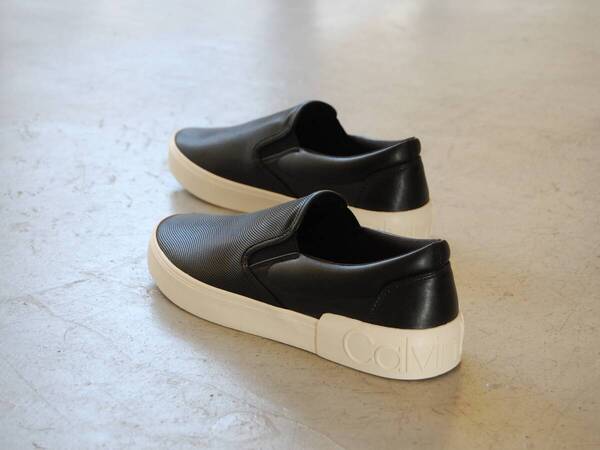CALVIN KLEIN rydor★US8★検索用,カルバンクライン,スリッポン,レザー,ブラック,黒,SLIP-ON,ローファー,アメリカ,海外,USA,限定