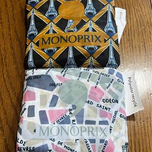 モノプリ フランス パリ お土産 MONOPRIX エコバッグ 2点 エッフェル塔 地図 モノプリックス