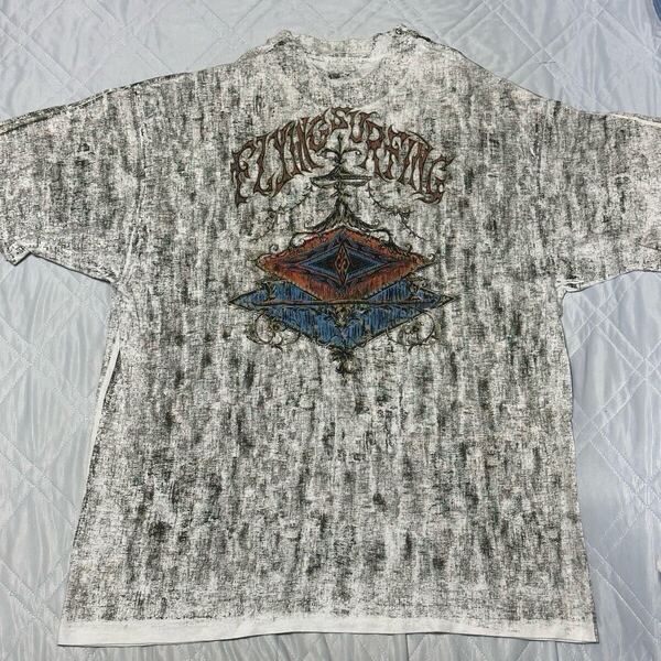 Hanes BEEFY-T プリントTシャツ XL Made in USA 半袖 メンズ 古着 ヴィンテージ オールド 90s 00s サーフィン ヘインズ タイダイ ブリーチ