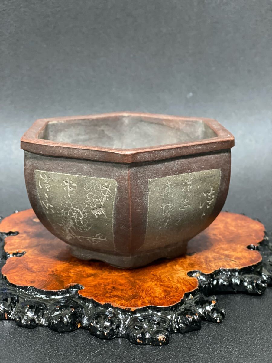 花弁高筒盆 紫砂蓮弁盆 盆栽鉢 植木鉢 小品盆栽鉢(清)｜売買され