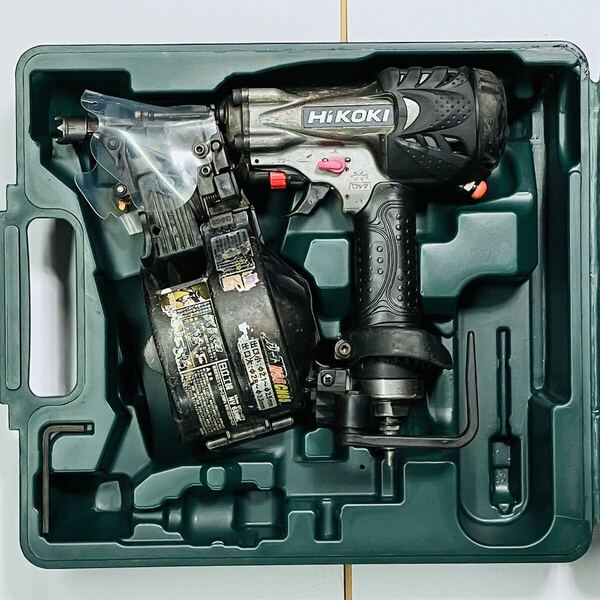 動作良好 送料無料 日立 HIKOKI 高圧 65mm 釘打ち機 コイルネイラ NV65HMC ケース付き 交換パーツあり