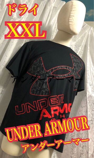 UNDER ARMOUR アンダーアーマー 半袖 Tシャツ トレーニングウエア デカロゴ 黒 XXL