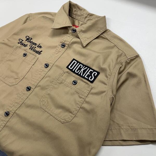 Dickies ワークシャツ ワッペン付 ベージュ メンズM