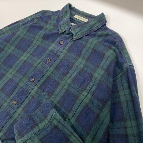 L.L.Bean 長袖 ネルシャツ チェック柄 グリーン メンズ2XL