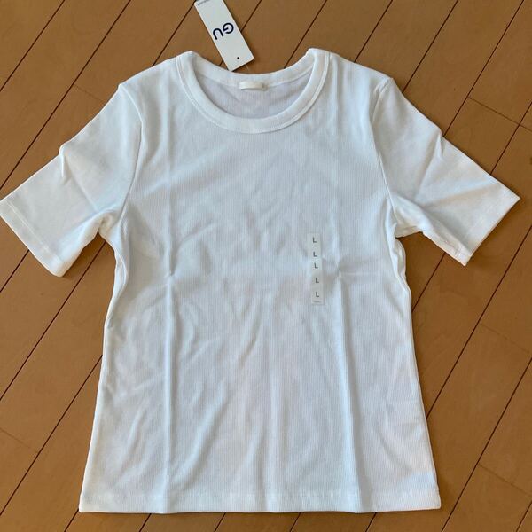 GU☆リブカットソー 半袖Tシャツ♪レディースL☆新品