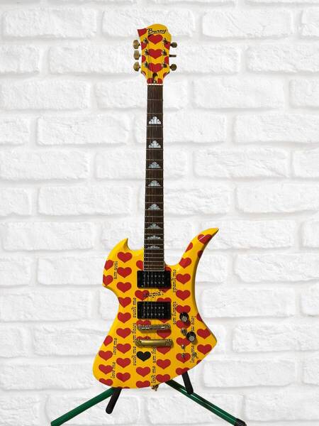 送料無料【7029】Burny バーニー スルーネック加工 イエローハート モッキンバード MG hide エレキギターフェルナンデス Fernandes