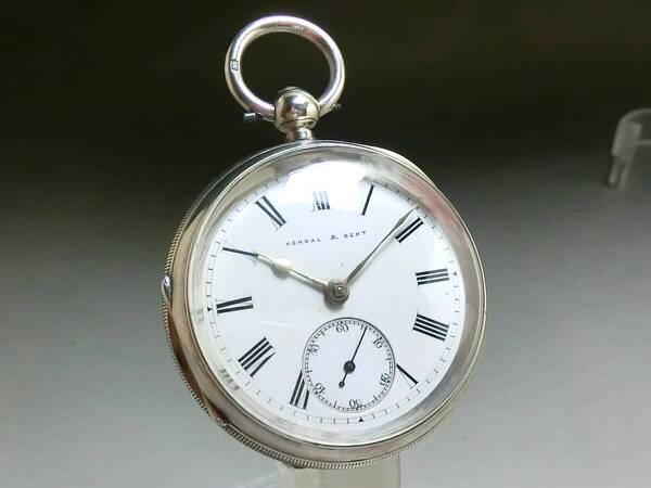 ★激レア 1892年製 英国 イギリス★純銀 銀無垢 ホールマーク付★懐中時計 約112g 美品★アンティーク 鎖引き 鍵巻式懐中時計 動作品★