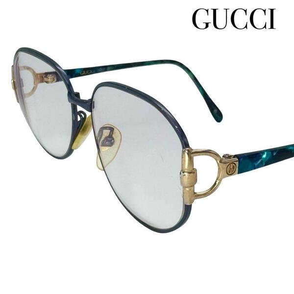 GUCCI グッチ GG-3034 度入り 眼鏡 メガネ フレーム ブルー×ゴールド レディース クラッシック