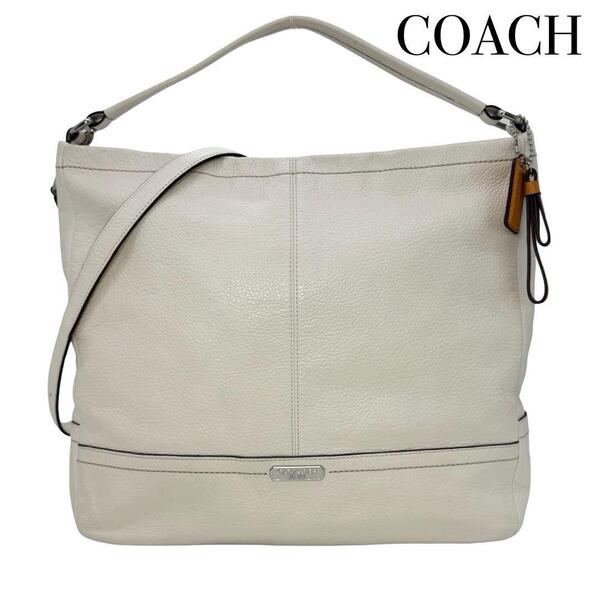 COACH コーチ レザー 2WAY ワンショルダーバッグ ハンドバッグ レディース ホワイト オレンジ