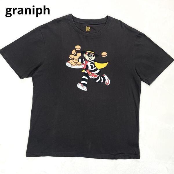 グラニフ × マクドナルド ハンバーグラー 半袖 Tシャツ L ブラック メンズ キャラクターTシャツ GRANIPH