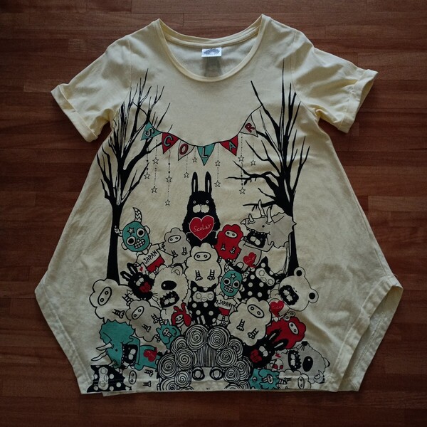 半袖 Tシャツ スカラー 可愛い 黄色 M~Lサイズ