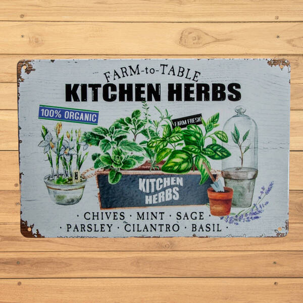 ブリキ看板 ハーブのブリキ看板 KITCHEN HERBS 20㎝×30㎝ 新品