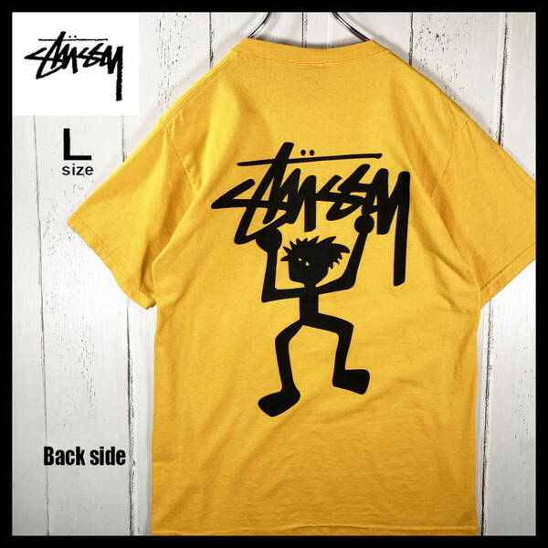 【USED】ステューシー Stussy シャドーマン Tシャツ メキシコ製 00s 古着 イエロー ( Lサイズ ) ☆送料無料☆