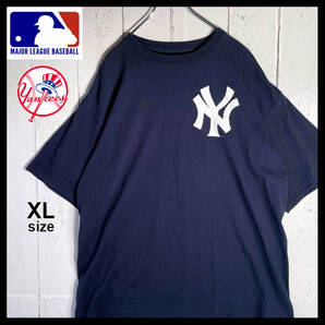 【USED】MLB New York Yankees ニューヨーク ヤンキース マジェスティック Tシャツ 古着 ネイビー ( XLサイズ ) ☆送料無料☆