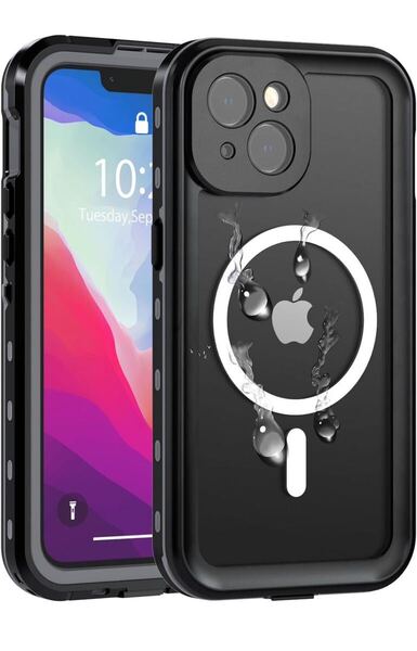 iPhone 15 Plus 用 ケース 防水 全面保護 耐衝撃 衝撃吸收 防雪 防塵 薄型 滑り止め クリア QI充電・顔認証対応