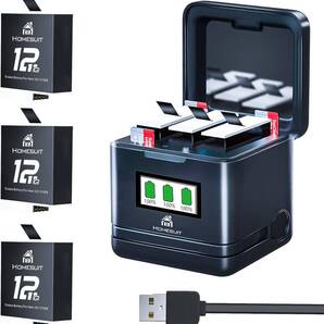 寒冷地 Gopro Hero12/11/10/9 Enduro バッテリー 3個1800mAh 低温環境下対応 Gopro 12/11/10/9充電器セット