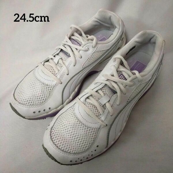 PUMA プーマ スニーカー メンズ メッシュ ホワイト×パープル 24.5cm レディース ブランド