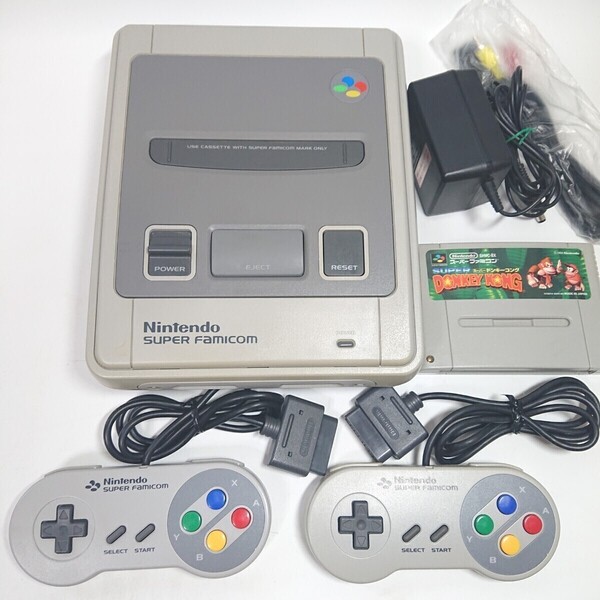 【メンテ済み】スーパーファミコン 本体動作確認済み コントローラー 任天堂 SFC AVケーブル Nintendo SUPER FAMICOM アダプター